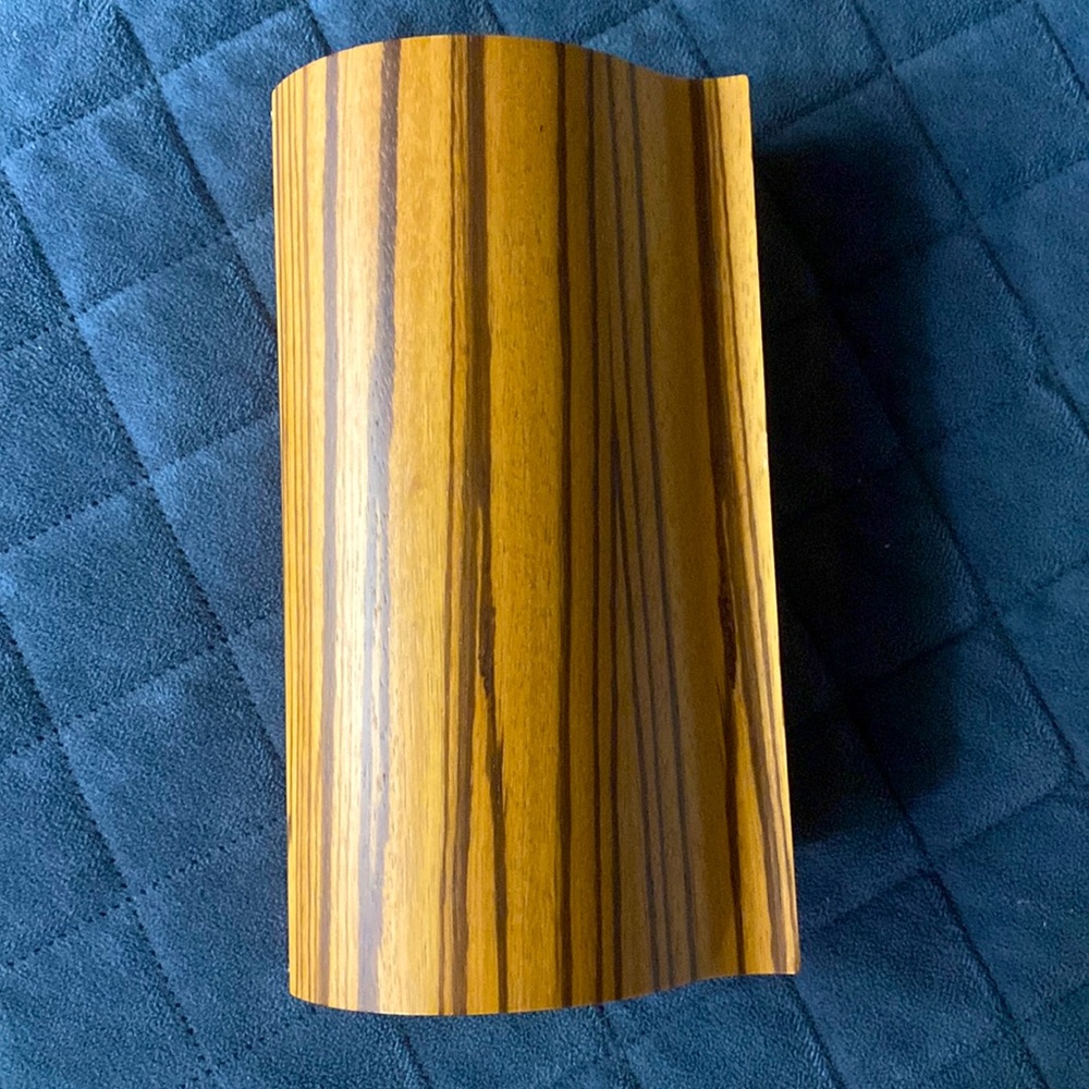 Handmade custom wood and leather clutch